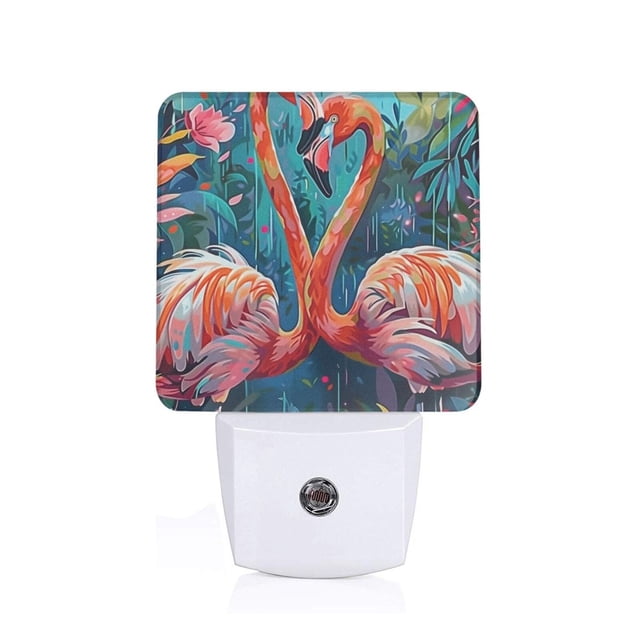 Balery Romantic Flamingo Pair Luz Nocturna LED con Sensor Automático, Enchufe con Sensor Crepuscular, Luz Suave de 0.5W para Dormitorio, Pasillo, Baño-UK