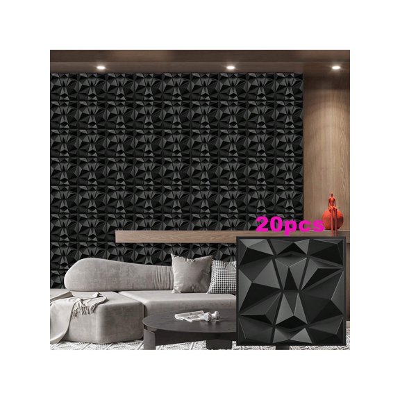 FLOLEOPA 20-Piece Geometric Texture Pattern Interior Wall Decoration Decorative Wall Panels, 11.8 x 11.8 x 2.7 in, 20 Pack