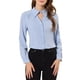 thumbnail image 1 of Blusa de cuello choker para mujer Inspire Chic de manga larga, con cuello vuelto, camisa de trabajo, talla L, azul, 1 of 7