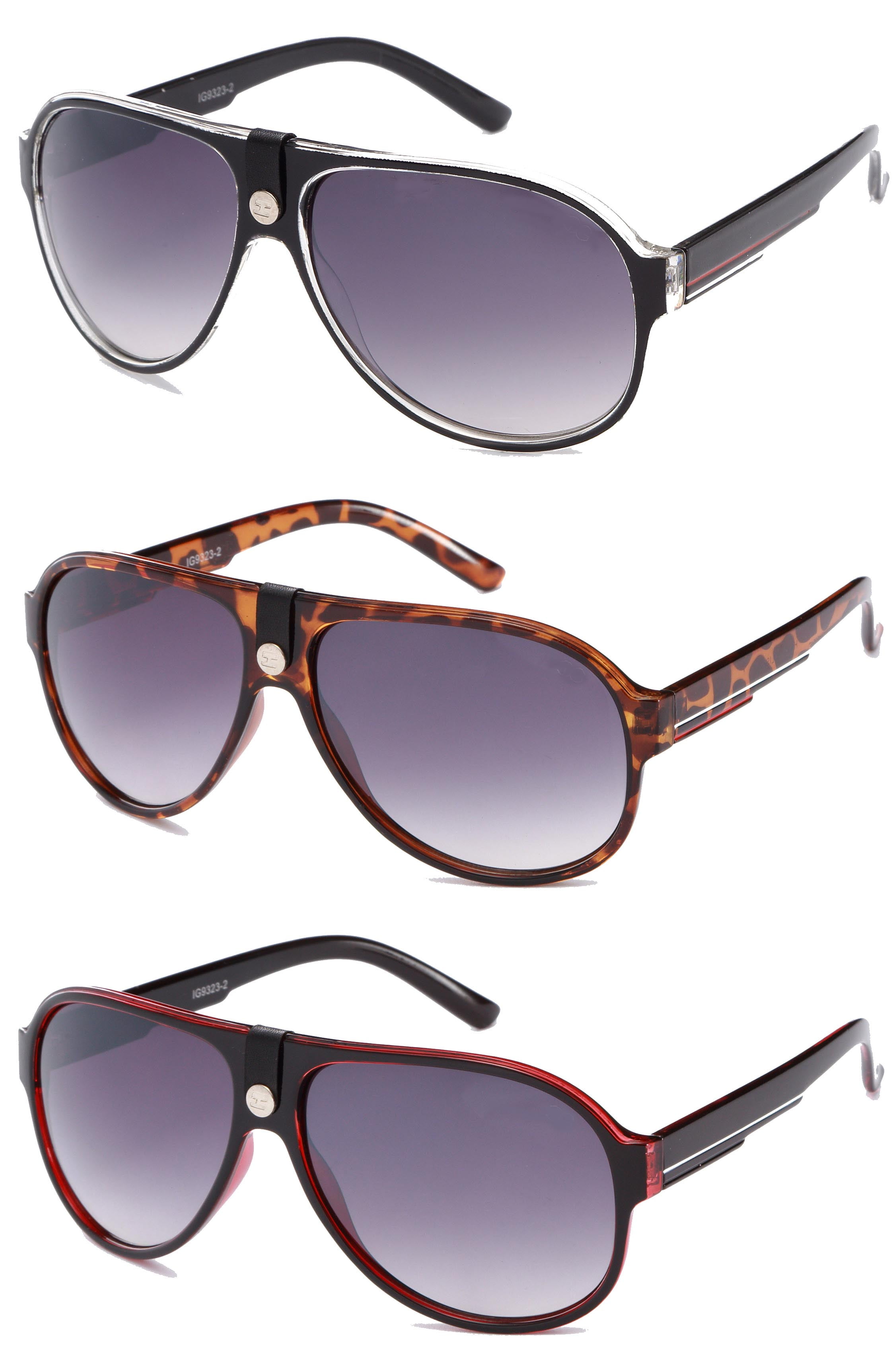 3 Packs Plastic Frame Square Aviator Fashion Sunglasses For Men For Women