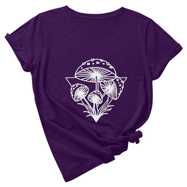 Camiseta de manga corta con cuello redondo y estampado de jersey suelto de verano para mujer Camiseta/camisa de manga corta con cuello redondo Pompotops hfajkhk141689