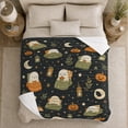 thumbnail image 5 of Sleepy Halloween Ghosts Pumpkins Pattern, Festive Halloween Scene, Warm Flannel Blanket for Living Room and Family Room, Art Lovers Halloween Gift, Festive Home Decor, 5 of 9