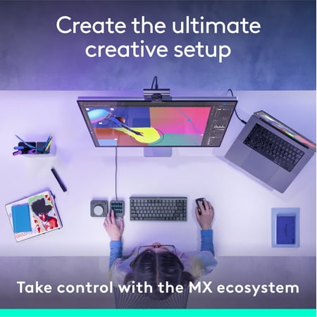 Logitech - MX Creative Console Programmable Keypad with 9 Customizable Keys & Control Dial for Graphic Design, Video Editing, more - Graphite
