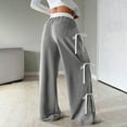 thumbnail image 3 of ZZwxWA Womens Wide Leg Baggy Sweatpants Elastic Waist Tie Bow Pants Loose Long Pants Solid Color Ladies Casual Pants, 3 of 6