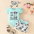 thumbnail image 3 of Baby Girl Clothes 0 3 6 9 12 18 Months Letter Print Holy Cow I'm CUTE Ruffle Romper and Floral Short Headband Sets Cute Baby Girl Summer Clothes, 3 of 7