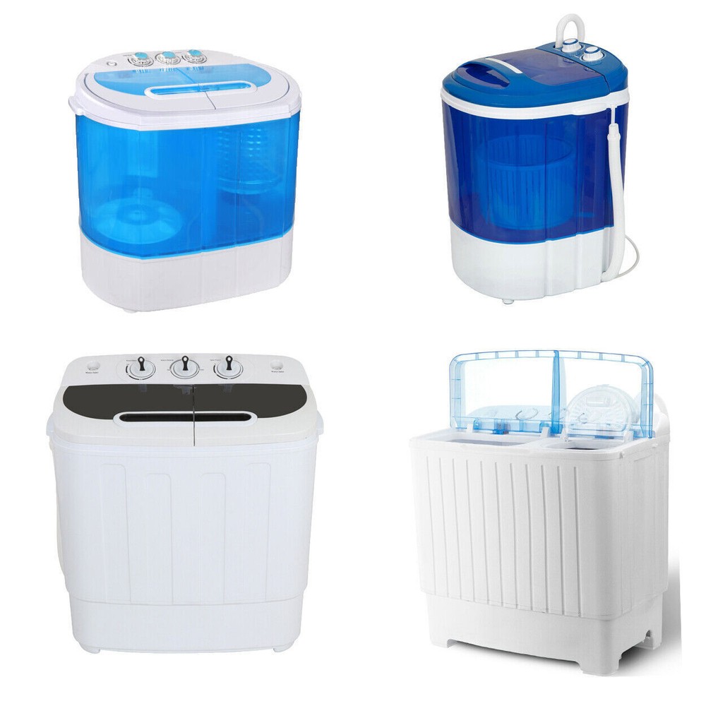SONGMY 8 lbs Portable Washing Machine, Twin Tub Semi-Automatic Mini Washer with Spin Dryer, Compact Laundry Machine for Apartments