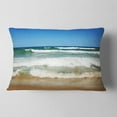 thumbnail image 2 of Designart Beautiful Empty Beach under Blue Sky - Seashore Throw Pillow - 12x20, 2 of 5