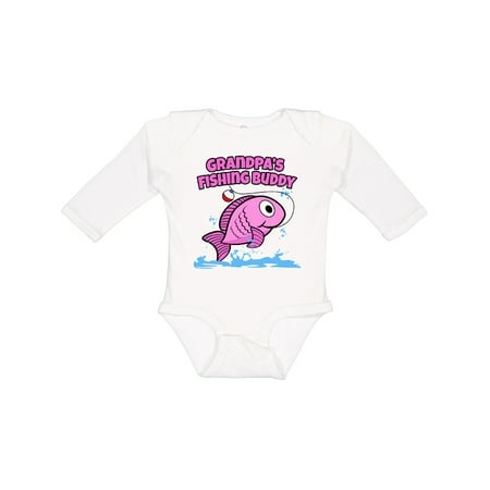 

Inktastic Grandpa s Fishing Buddy (pink) Gift Baby Girl Long Sleeve Bodysuit