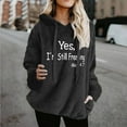 thumbnail image 2 of Fall Winter Fleece Hoodies for Womens Funny Letter Long Sleeve Sweater Hooded Blouses Lounge Warm Thermal Pullover Hoodie Drawstring Adjustable Sweater Sweatshirt with Pockets, 2 of 6