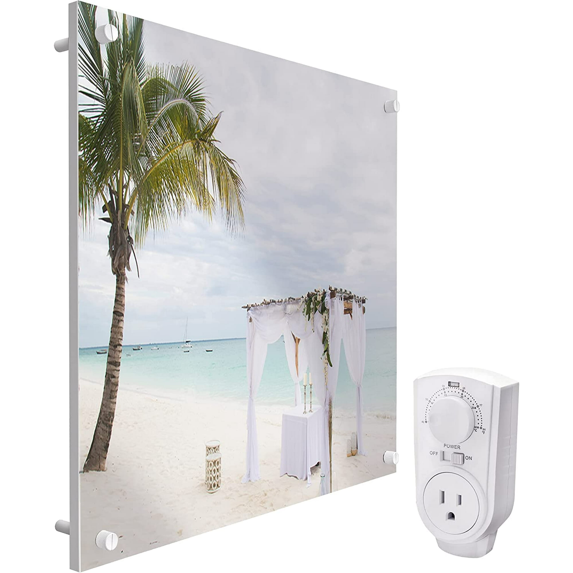 EconoHome Wall Mount Space Heater Panel 2023 Model - with Thermostat - 400  Watt Convection Heater - Ideal for 120 Sq Ft Room - 120V Electric Heater -  Overheat Protection (Beach Wedding) - Walmart.com