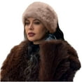 thumbnail image 3 of UTSJKR Modern Cossack Hat - Ladies Faux Fur Hats - Soft Winter Hat for Women Faux Fur Headbands for Women Khaki, 3 of 5