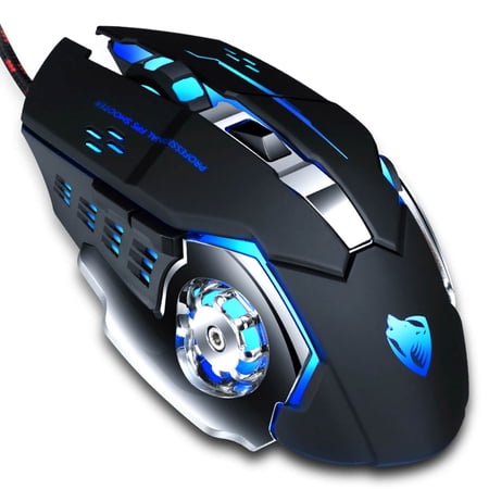 Gaming Mouse Mice Wired LED High Precision Programmable Keys  7 Color Adjustable 3200 DPI Optical Sensor for Mac PC Gaming Consoles (V6 Gaming Mouse)