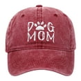 thumbnail image 2 of Dog Mom Embroidered Washed Baseball Cap Outdoor Adjustable Sun Hat For Women Leisure Wine - One Size, 2 of 8