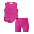 thumbnail image 4 of Girls' Clothing Sets Summer Outfits Size 7 Girls 2 Piece Outfits Cute Preppy Clothing Sets Casual Sleeveless Tee Top and Y2K Shorts Athletic Activewear Hot Pink 2-3 Years, 4 of 7