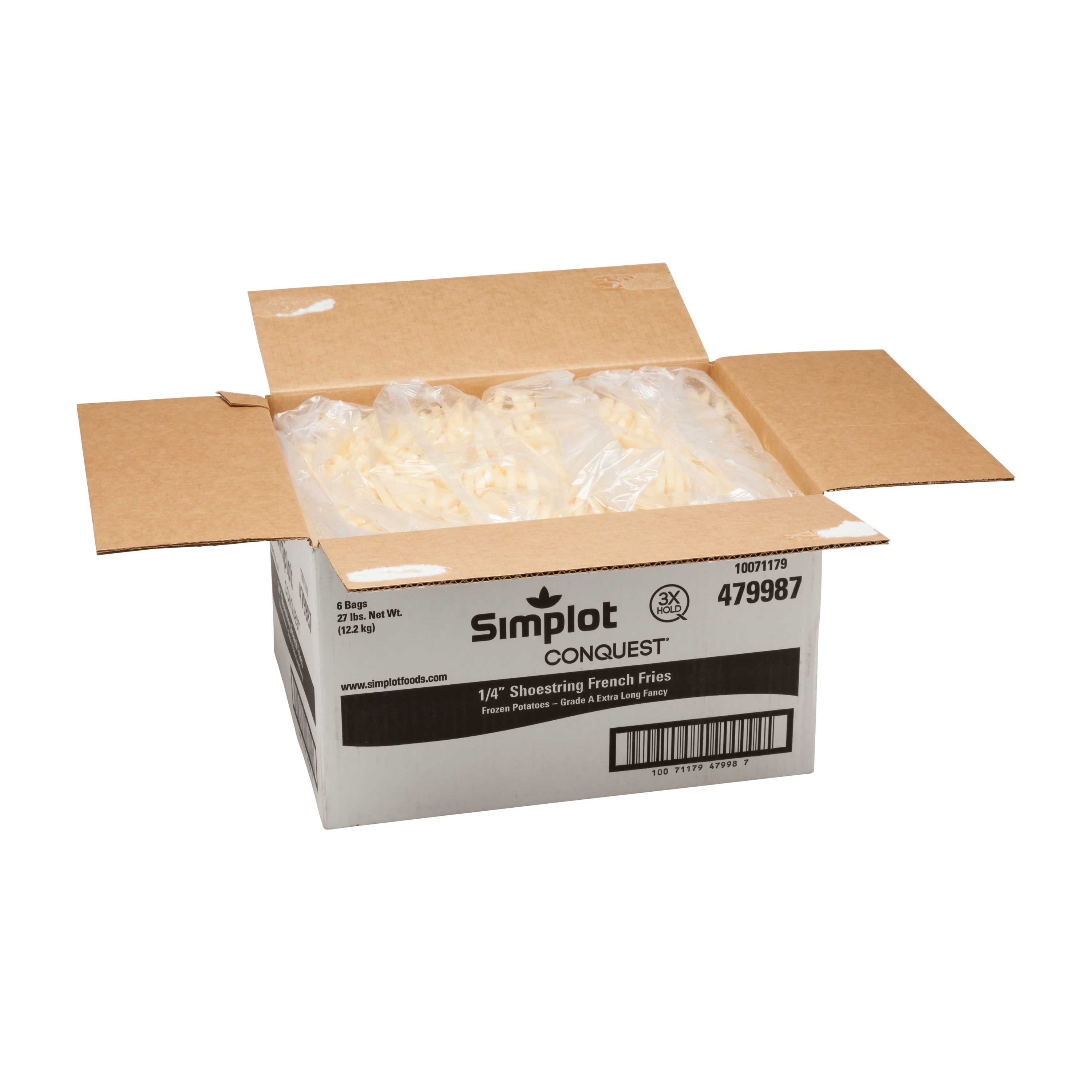 Simplot Conquest ClearlyCrisp Shoestring Potato French Fry, 4.5 Pound - 6 per case.