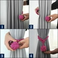 thumbnail image 4 of 2 Pack Curtain Tiebacks, Curtain Holdbacks, Curtain Holdbacks, Hand Knitted Cotton Rope Tiebacks, Clips for Bedroom (Rose Red), 4 of 5