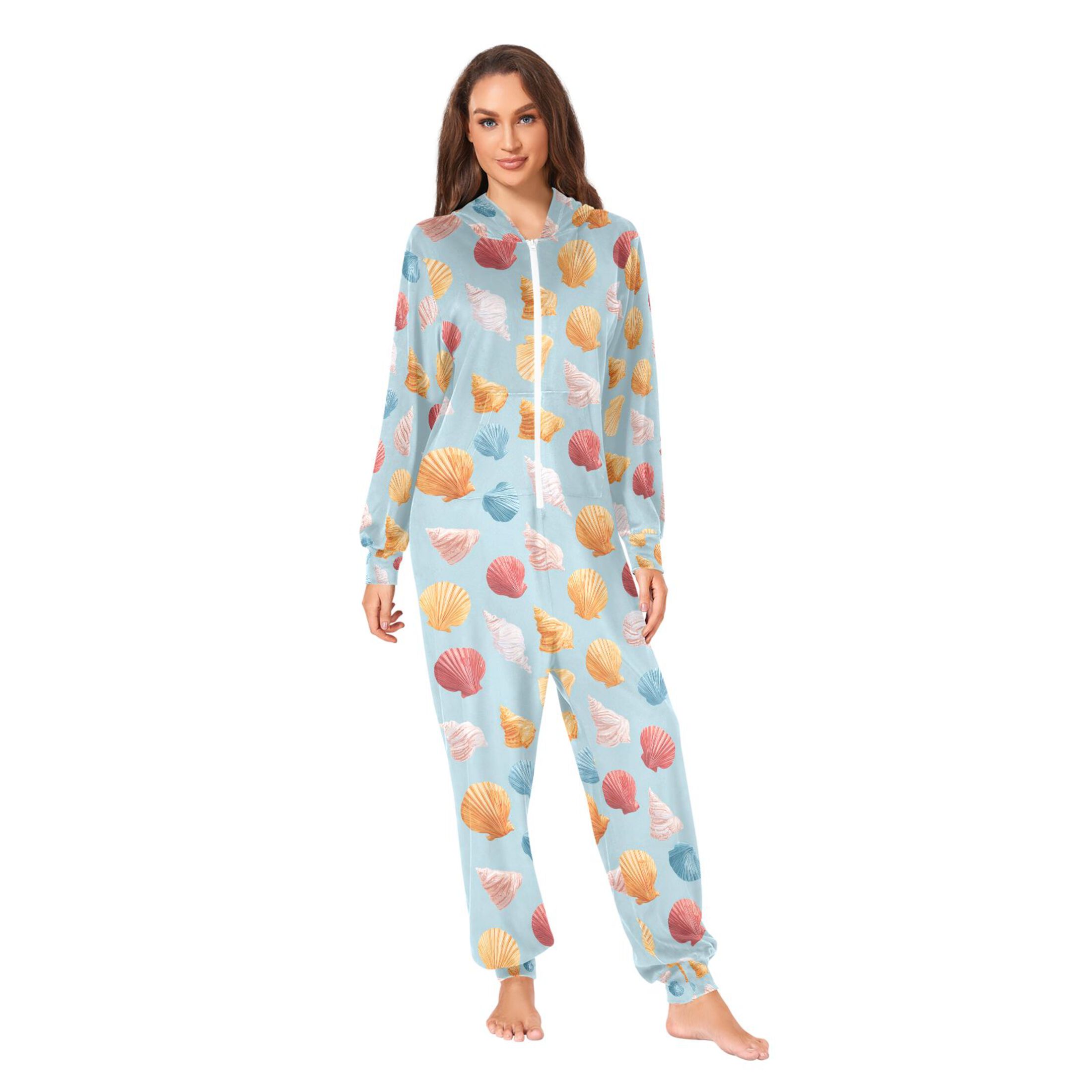 Adult Christmas Onesie Shell Minimalism Adult Zipper One-Piece Pajamas Unisex Pajamas with Pockets