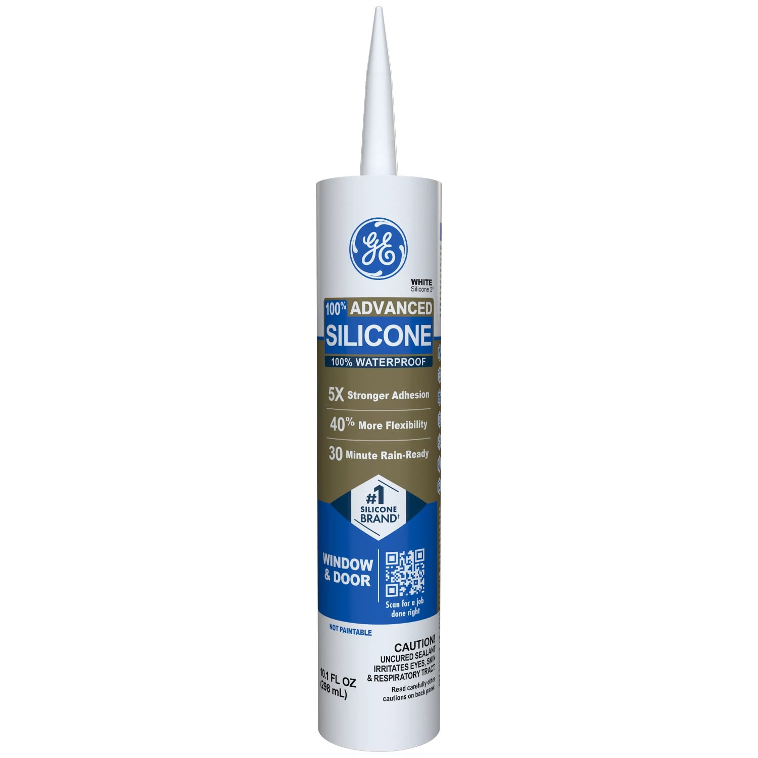 (12 pack) GE Advanced Silicone Window & Door Sealant, Pack of 1, White 10.1 fl oz Cartridge
