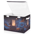 thumbnail image 2 of Storage Box With Lid 16.5x12.6x11.8In Lidded Home Storage Bins Foldable Stacked Household Storage Box Wooden Door Dream World Open, 2 of 7