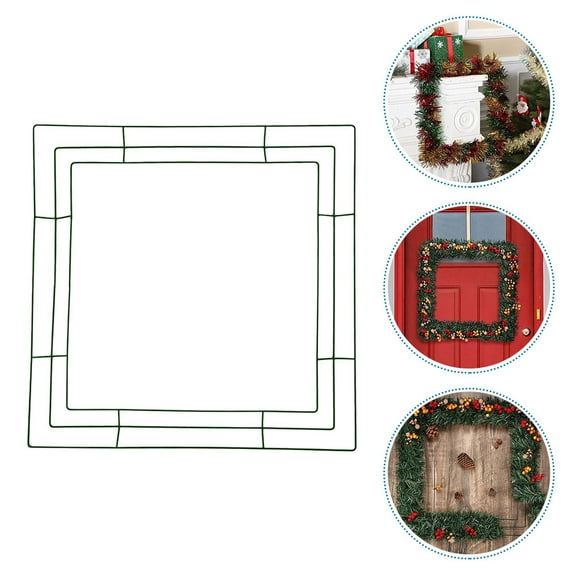 IBASETOY Wreath Forms for Crafts Square Iron Ring for Minimalist Decoration Front Door Decor 1Set Green