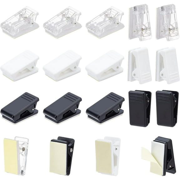 60 Pcs Self Adhesive Clips 3 Colors Small Photo Plastic Clips Hanging Spring Clips Wall Tapestry Clips with Adhesive Back for Home Parties Weddings Decor Arts Crafts Plastic