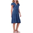 thumbnail image 4 of Vestido de verano midi con volantes y cuello en V para mujer Inspire Chic 2XL azul, 4 of 6
