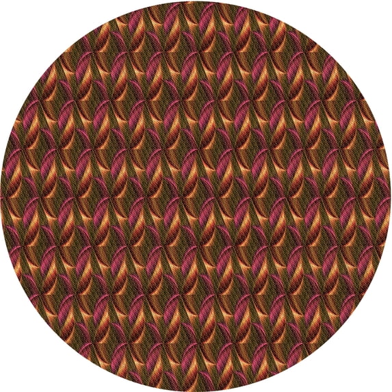 Ahgly Company Machine Washable Indoor Round Transitional Mahogany Brown Area Rugs, 6' Round