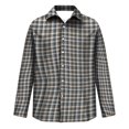 thumbnail image 3 of Lapel Collar Gingham Check Long Sleeve Button Up Shirt for Men Regular Fit Stretch Soft Fabric Wrinkle Free Business Work Casual Autumn Outdoor Outfits L, 3 of 3
