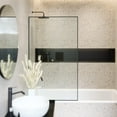 thumbnail image 2 of Fine Fixtures Full Frame Fixed Tub Shower Glass Panel - Clear Tempered Glass Bathroom Shower Door 30" W x 58" H Black Finish, 2 of 4