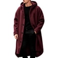 thumbnail image 3 of Chiccall Mens Trench Coat Wool Blend Single Breasted Jacket Loose Fit Winter Warm Casual Overcoat with Hood, 3 of 7