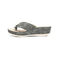 thumbnail image 3 of GOOD CHOICE Womens Beige Snake Embossed 1" Platform Rhinestone Cushioned Dafni Round Toe Wedge Slip On Thong Sandals 9.5, 3 of 4