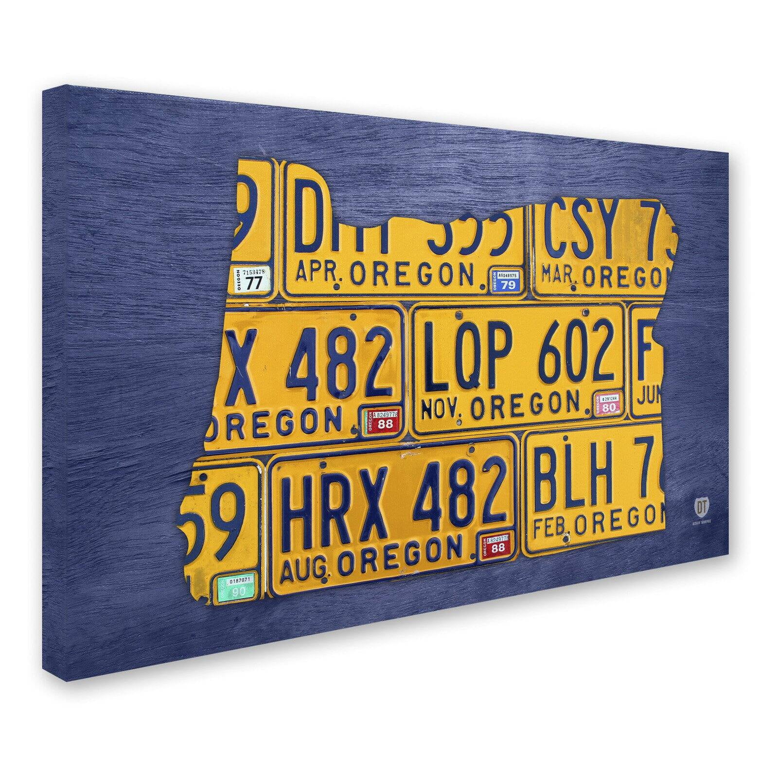 Trademark Fine Art 'Oregon License Plate Map' Canvas Art by Design Turnpike
