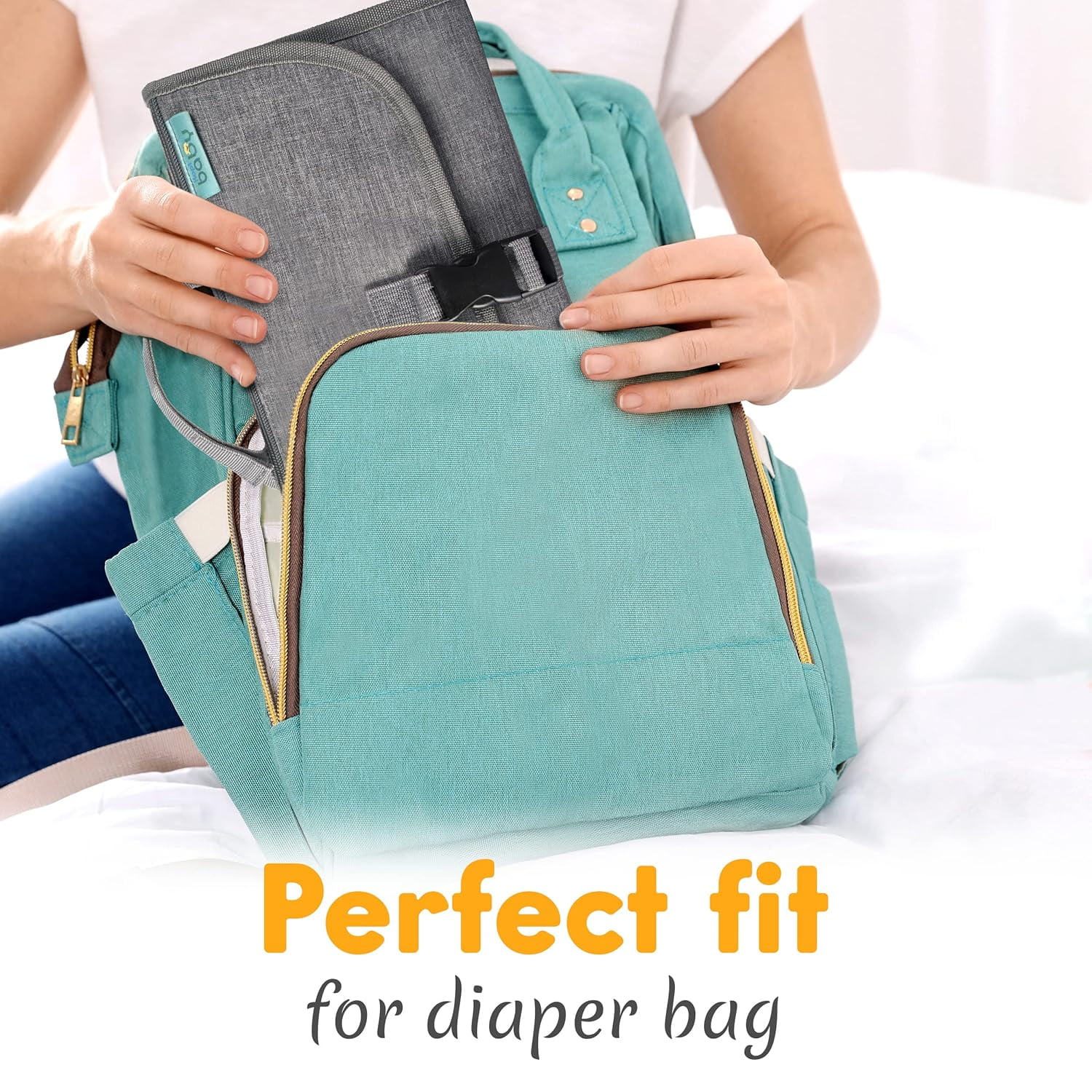 Kopi Baby Portable Diaper Changing Pad with Wipes Pocket, Travel Changing Mat for Baby, Premium Grey, 1 Piece
