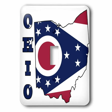 3dRose Ohio state flag in the outline map and letters for Ohio. - Single Toggle Switch (lsp_58757_1)