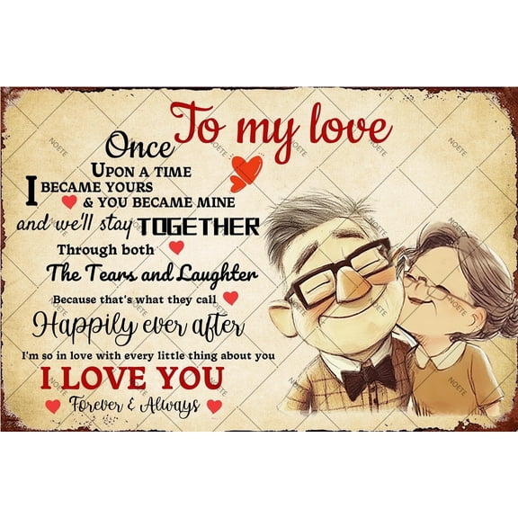 NOETE To My Wife Decor - Romantic Couple Wall Art 8x12 Inch, To My Life Sign for Husband & Wife, Vintage Metal Tin Sign for Bedroom, Home, Anniversary Gift