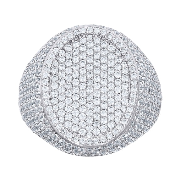 925 Sterling Silver Mens Cubic-Zirconia Oval Head Fashion Ring Size 10