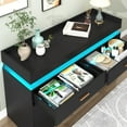 thumbnail image 4 of ChVans Black Dresser with LED Light and Charging Station, Modern Wood Dresser with Wide Drawers and Metal Handles, 6 drawer dresser for Bedroom, Living Room, Entryway, Hallway, 4 of 8
