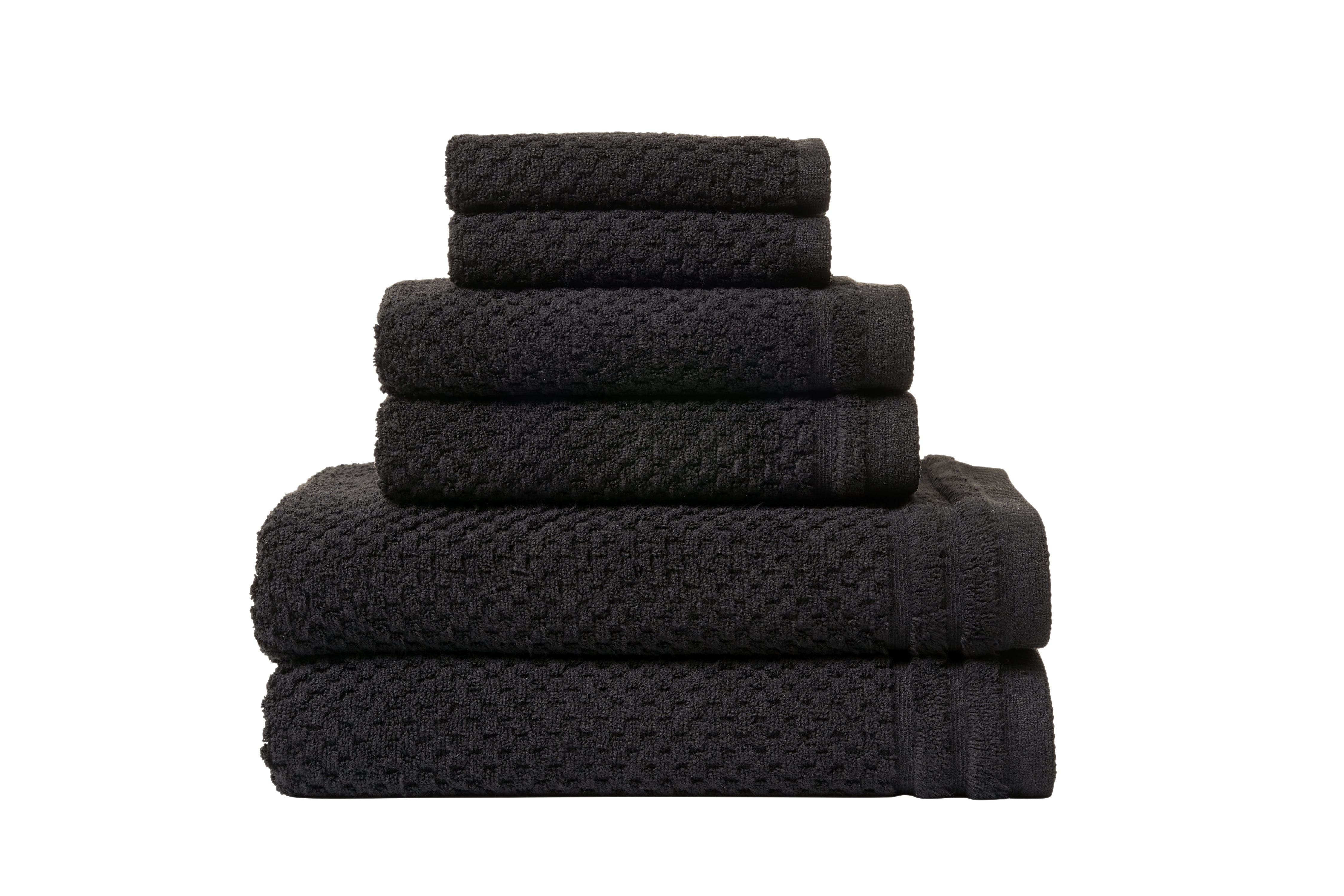 Gap Home Sculpted Organic Cotton 6 Pack Bath Towel Set, Black, 6Pieces