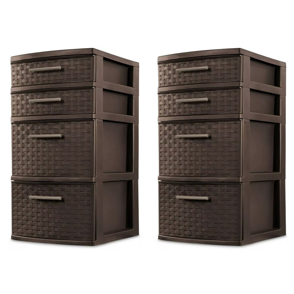 Sterilite 4 Drawer Organizer Storage Tower With Medium Weave Brown 2