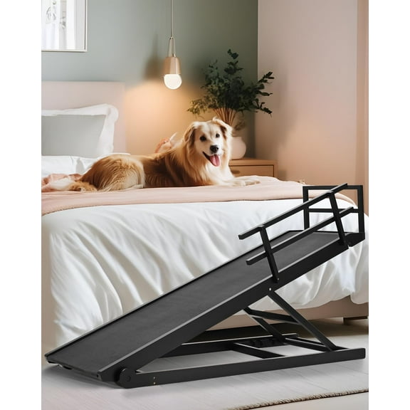 Dog Ramp for Bed, Dogs Bed Ramps for Large Dogs, Pet Ramp for Doggie to Get on Beds, 5-Position Pet Ramps for Large/Medium Dog for Couch/Car, Adjustable from 15" to 28" Height