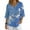 Blue Cherry Blossoms, variant on Navy Blue Bamboo Leaves Print Women 3/4 Sleeve Tops Casual Linen V Neck Summer Button Shirts Plus Size Vintage Blouse Plus Size, 3XL
