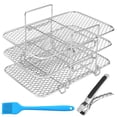 thumbnail image 3 of Air Fryer Rack Compatible with Ninja Foodi Dual Air Fryer Dehydrator Stand 304 Stainless Steel Dehydrator Rack 3-Layer Dehydrator Holder Tray with 3 Stackable Sheets Air Fryer Square Pan, 3 of 10