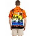 thumbnail image 2 of HAPPY BAY Men's Hawaiian Shirts Short Sleeve Button Down Shirt Mens Tropical Shirts Casual Vacation Summer Party Caribbean Shirts for Men Funny XXL Island View, Orange, 2 of 7