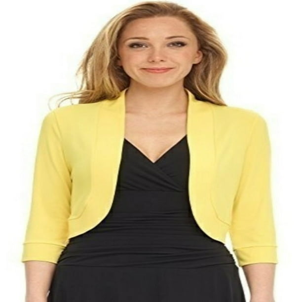 Txlixc Chaqueta de punto para mujer, color sólido, manga larga, chaqueta corta, tops cortos Txlixc Moda