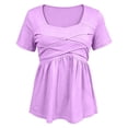 thumbnail image 5 of IMENGL Short Sleeve T-Shirts for Women Casual Peplum Waist Neck | Peplum Cotton Neck Color Blouse Loose Basic Women's Short Sleeve Top,M-XXL, 5 of 5