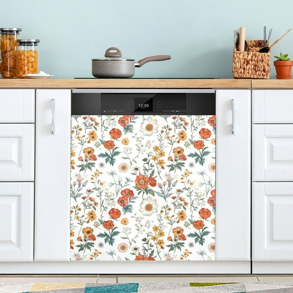 Dishwasher Magnet Cover Magnetic Fridge Door Cover Home Kitchen Decor Different Wildflower 23"x 26"