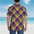 thumbnail image 6 of Bixox Men's Hawaiian Shirts Men's Mardi Gras Plaid Print Short-Sleeve Shirt-3X-Large, 6 of 8