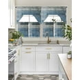 thumbnail image 5 of Blue Farmhouse Kitchen Curtains Swag Valance and Tier Curtains Set 36 Inch Length, Vintage Wooden Country Rod Pocket Drape Panels Pair Swag Curtain for Bathroom/Cafe/Window, 5 of 6