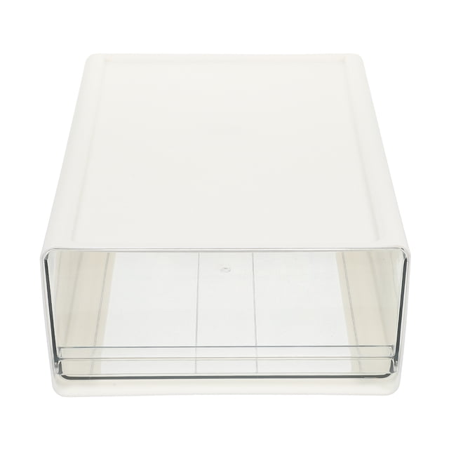 1Set Storage Box for Photo Storage with Drawers White Rectangular HIPS PET Home Office