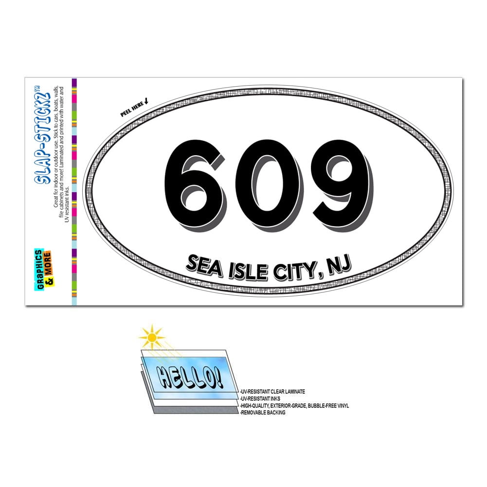 609 Sea Isle City, NJ New Jersey Oval Area Code Sticker